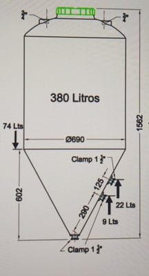 Fermentador Cilindro-Conico 380lt D69 Infinity