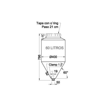 Fermentador Cilindro-Conico 60lt Infinity