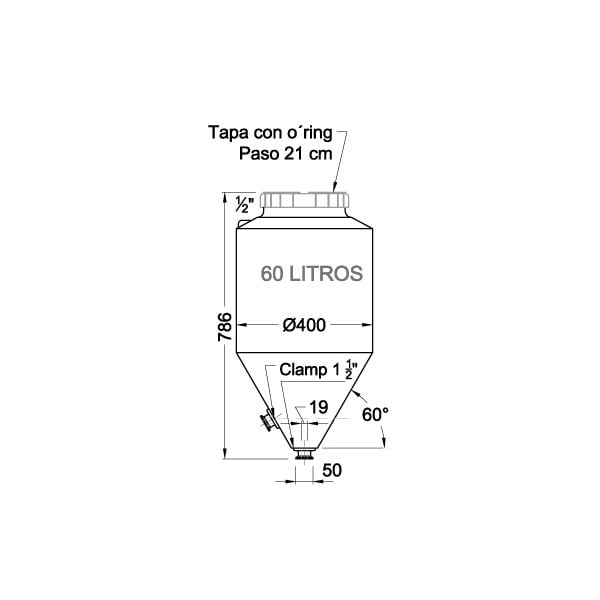 Fermentador Cilindro-Conico 60lt Infinity